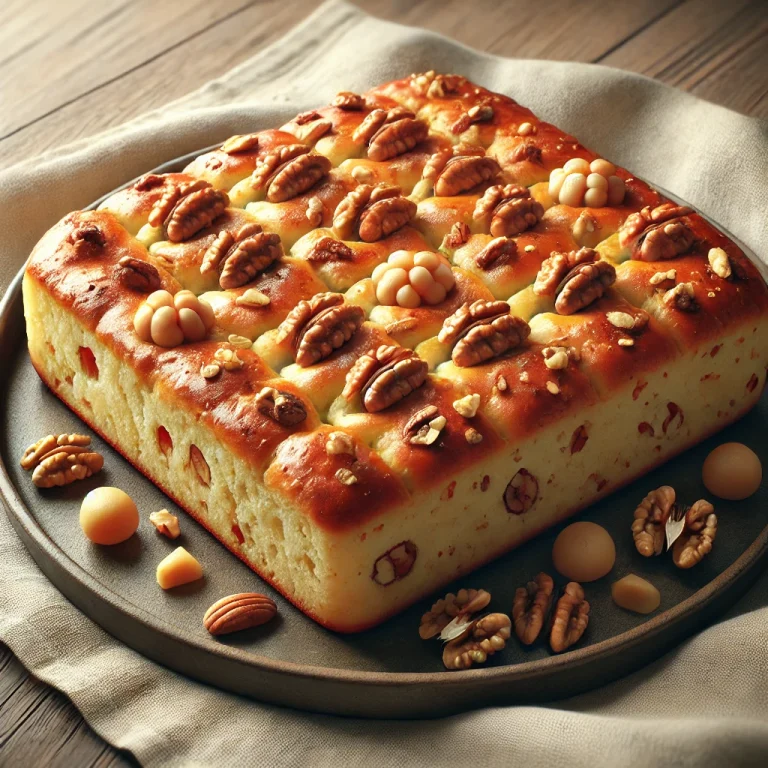 Diós-marcipános focaccia tálalva