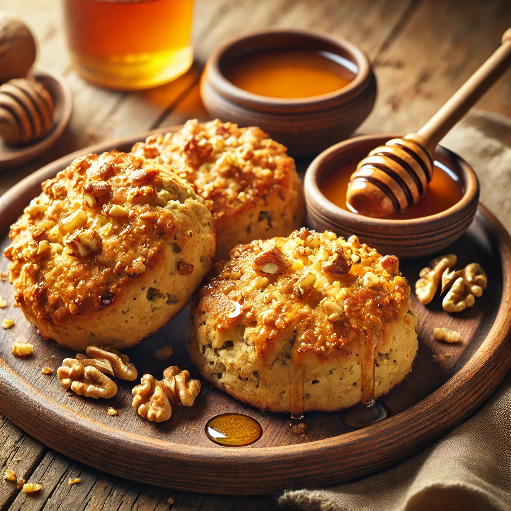 Könnyű és finom teljes kiőrlésű scone diós-mézes ízesítéssel