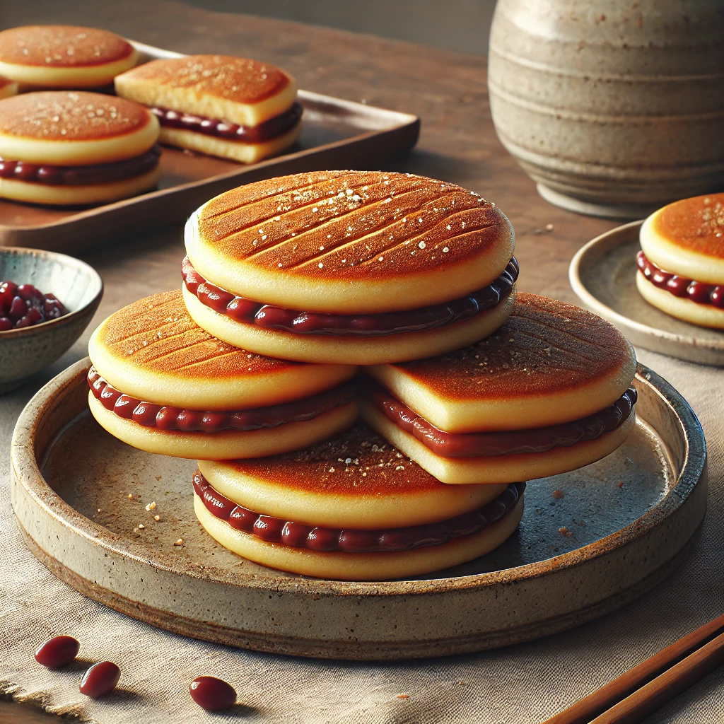 Hagyományos japán Dorayaki édes vörösbabkrémmel töltve