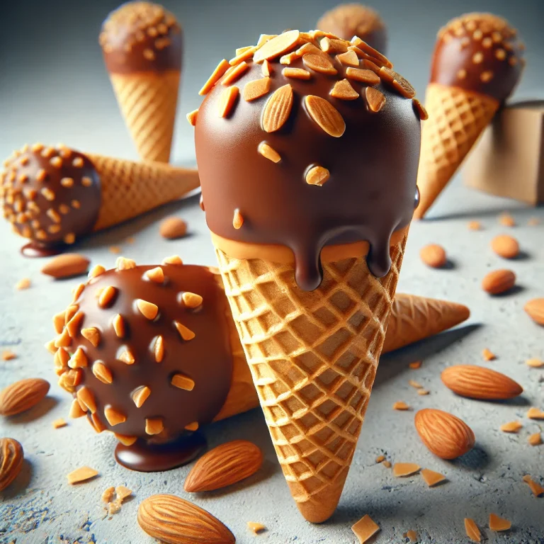 Drumstick Butterscotch tölcséres fagylalt tálalva