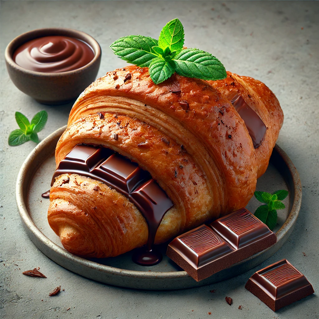 Légiesen könnyű croissant étcsokoládéval és mentával