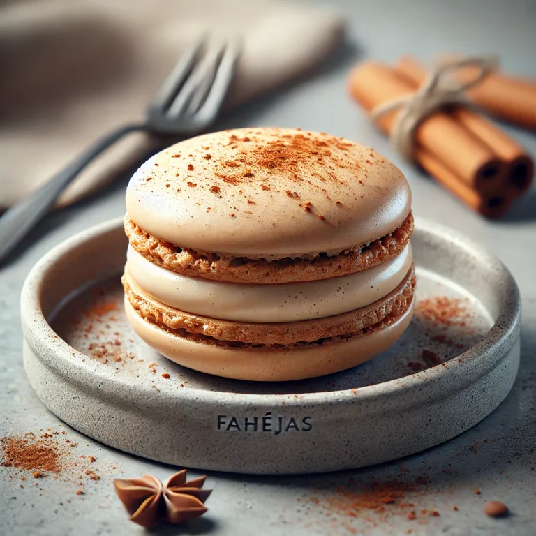 Fahéjas macaron tálalva