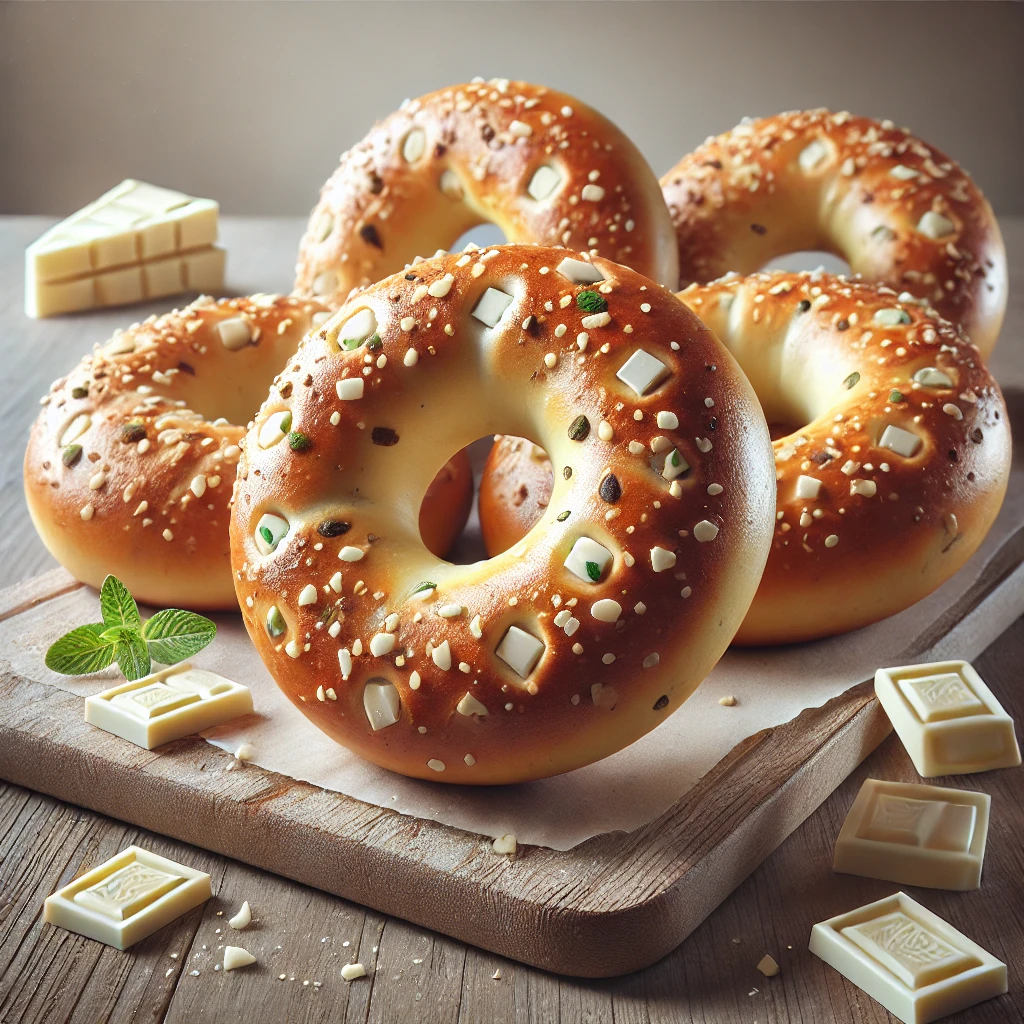 Egyedi bagel fehércsokoládéval és mentával