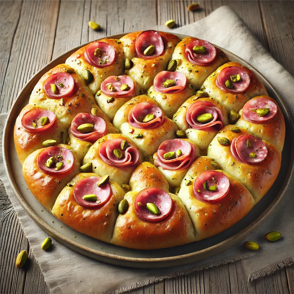 Friss mortadellás és pisztáciás focaccia ínycsiklandó falatokkal