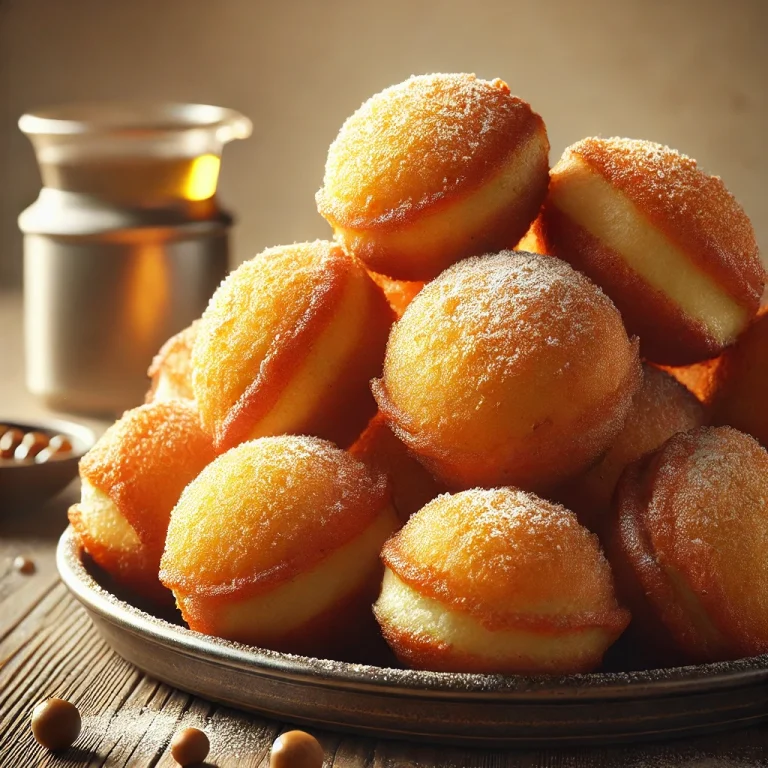 Fried Ponchiki orosz fánk tálalva