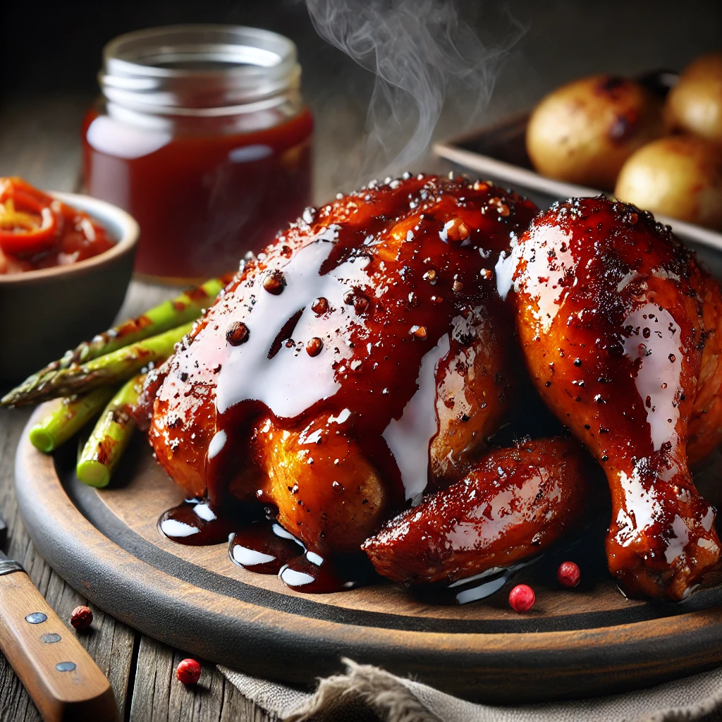 Szaftos, füstös BBQ csirke bourbon szósszal, lassan sütve
