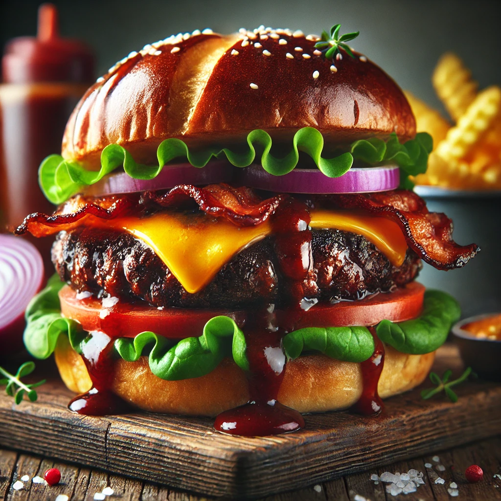 Szaftos, füstös BBQ hamburger, lassan sütve