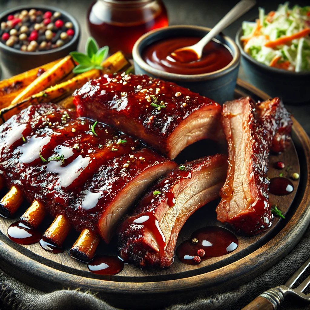 Szaftos, füstös BBQ oldalas, bourbon szósszal lassan sütve