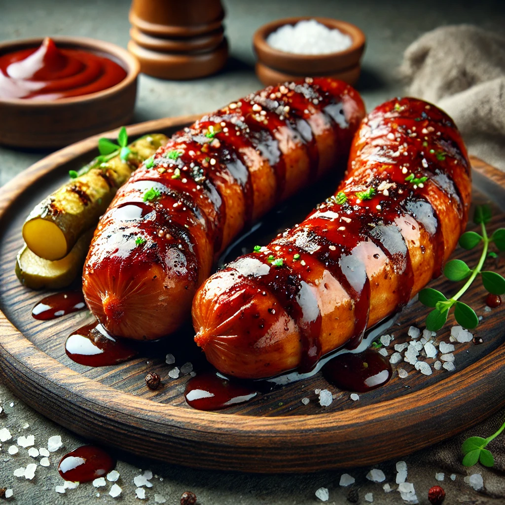 Ropogós, szaftos sült kolbász BBQ szósszal