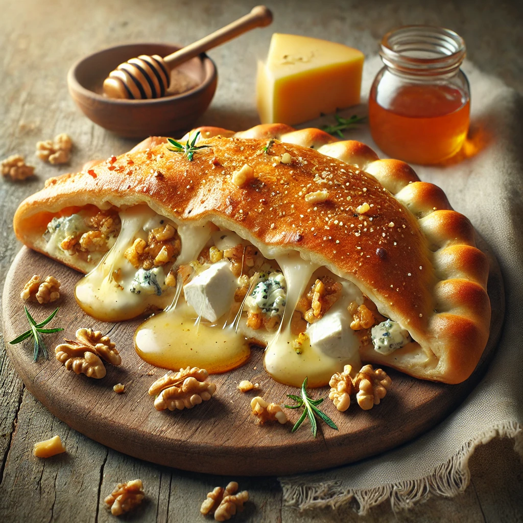 Ropogós calzone gorgonzolás-diós töltelékkel és sajtokkal