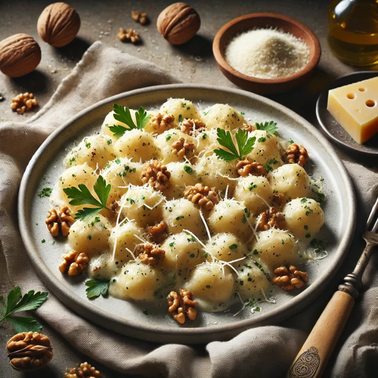 Gorgonzolás gnocchi tálalva