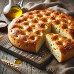 Graham-lisztes focaccia tálalva