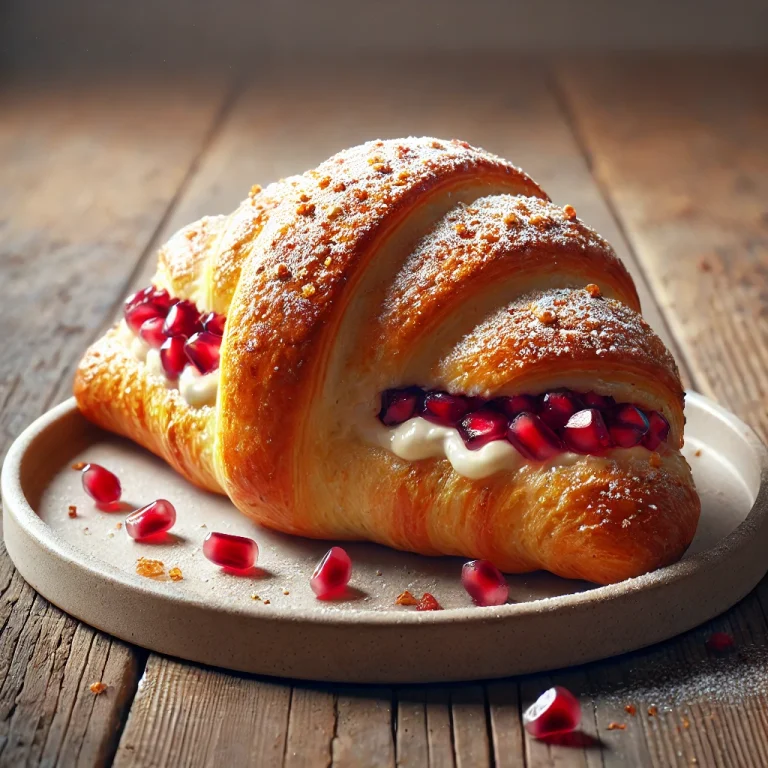 Gránátalmás croissant tálalva