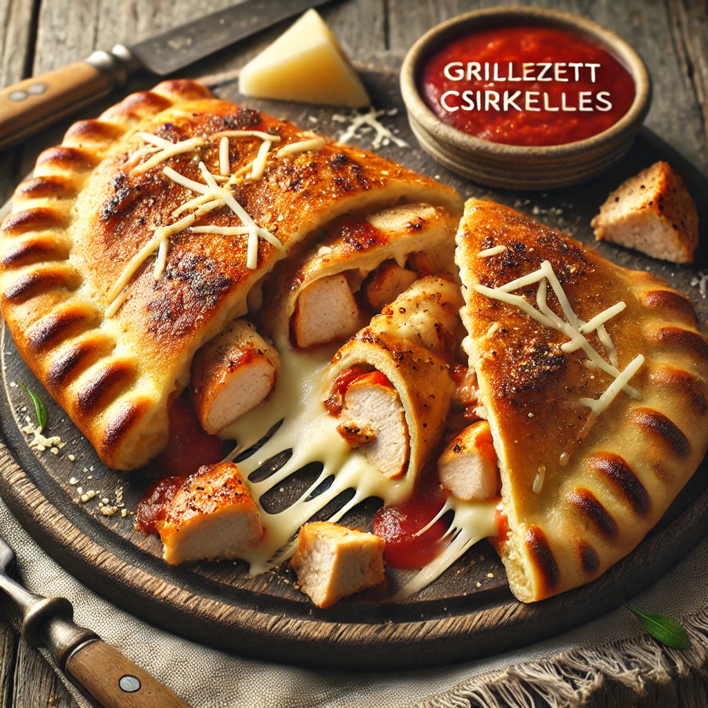 Ropogós calzone grillezett csirkével, paradicsomszósszal és sajttal töltve