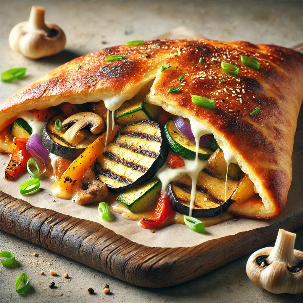 Ropogós calzone grillezett zöldségekkel és sajttal töltve