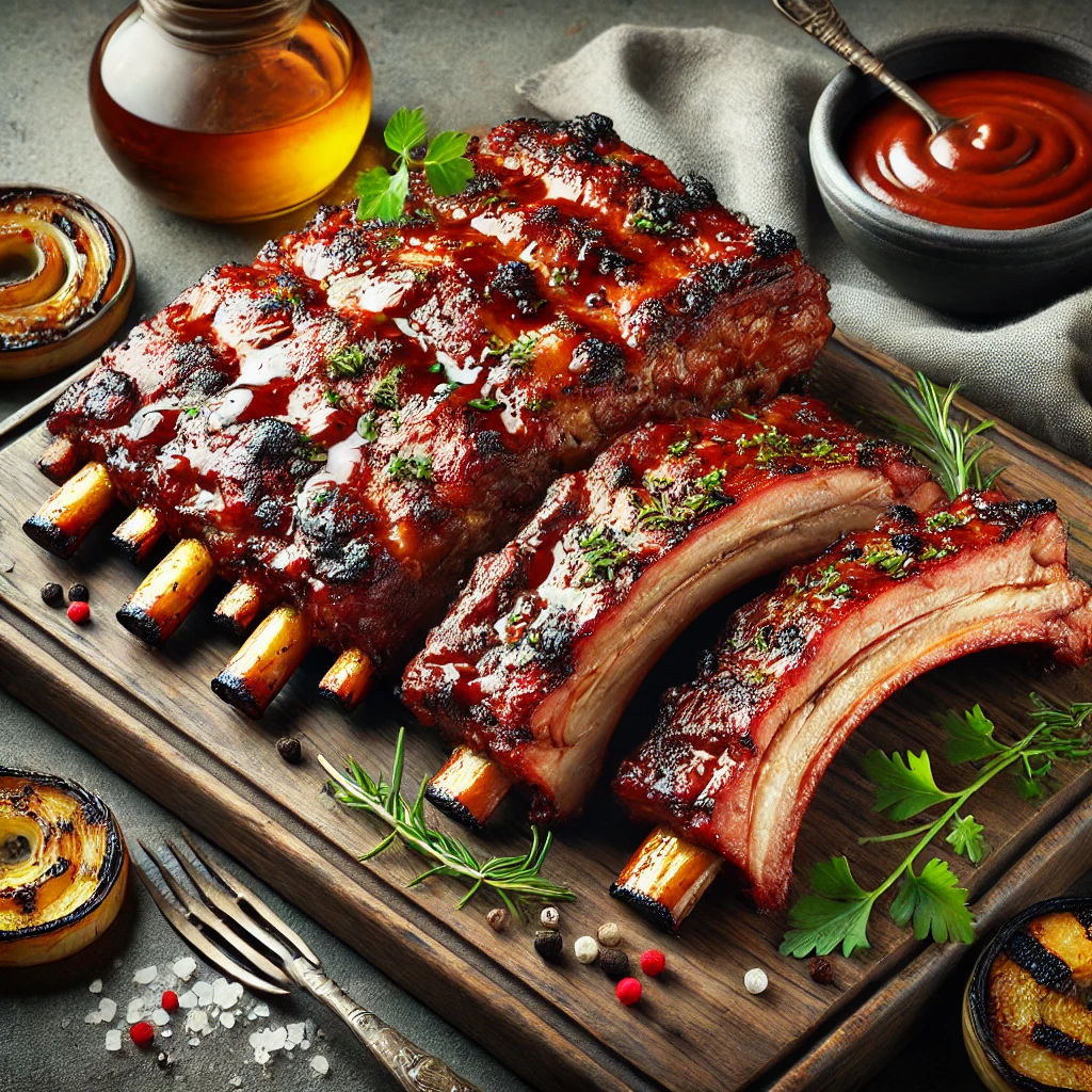 Szaftos és fűszeres grillezett sertés oldalas BBQ szósszal