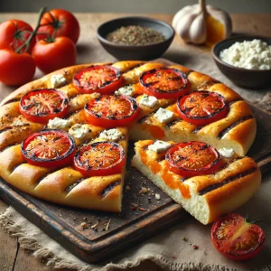 Friss, ínycsiklandó focaccia grillezett paradicsommal és ricottával
