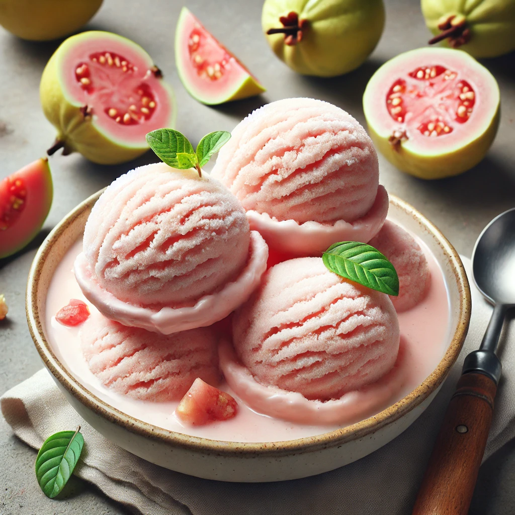Krémes és egzotikus guava fagylalt, tökéletes nyári desszert