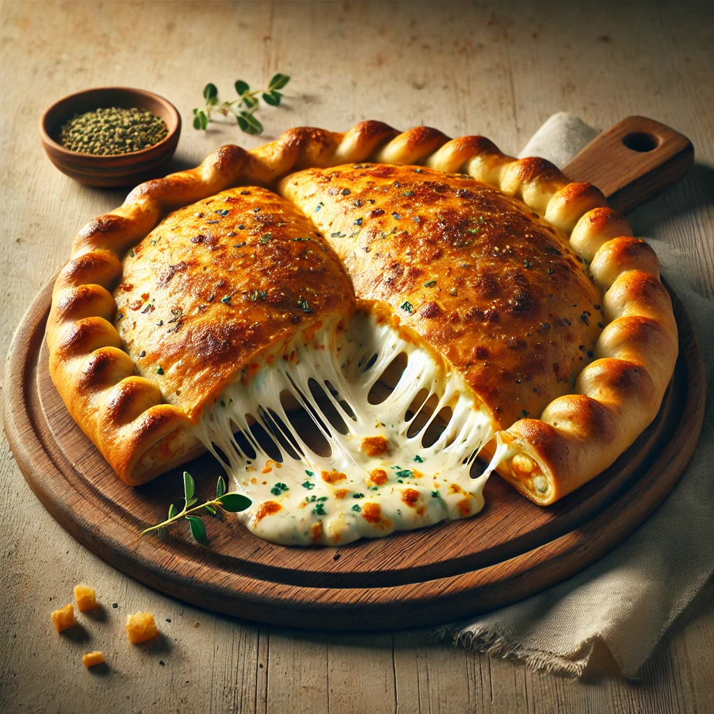 Gazdag sajtos töltelékkel készült házi calzone