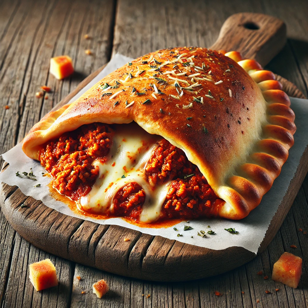 Ropogós calzone húsos raguval, paradicsomszósszal és sajttal töltve