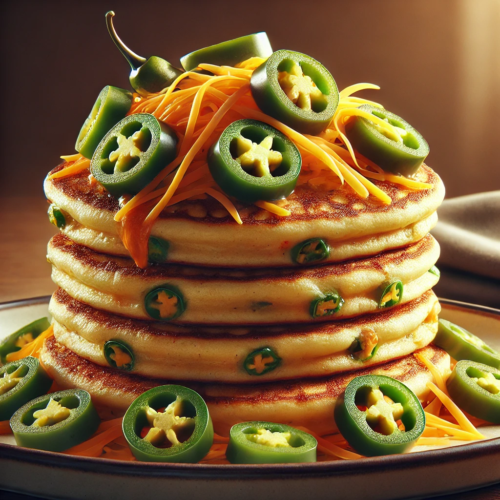 Pikáns sajt és jalapeño paprikával készült palacsinta, tökéletes reggelire vagy snackként