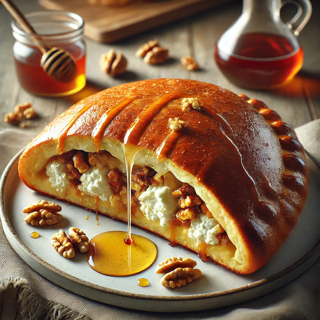 Édes és ízletes calzone ricottával, juharsziruppal és dióval