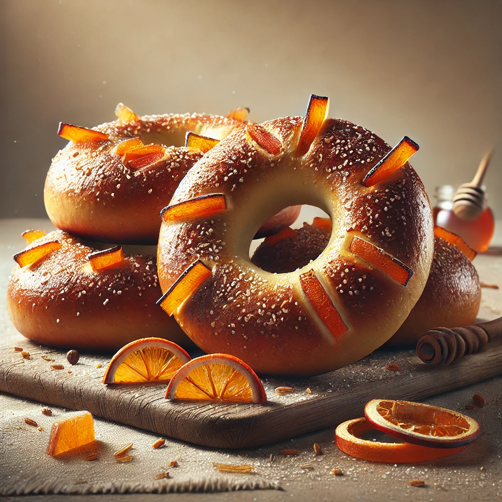 Egyedi bagel kandírozott narancshéjjal és rummal