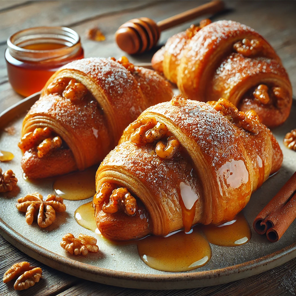 Ízletes és ropogós croissant karamellizált dióval