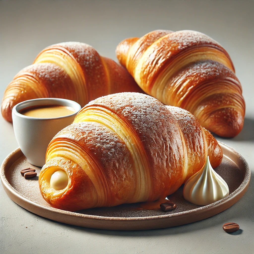 Frissen sült házi kávés croissant, tökéletes reggelire
