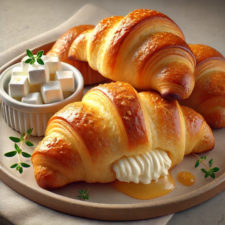 Kecskesajtos croissant tálalva
