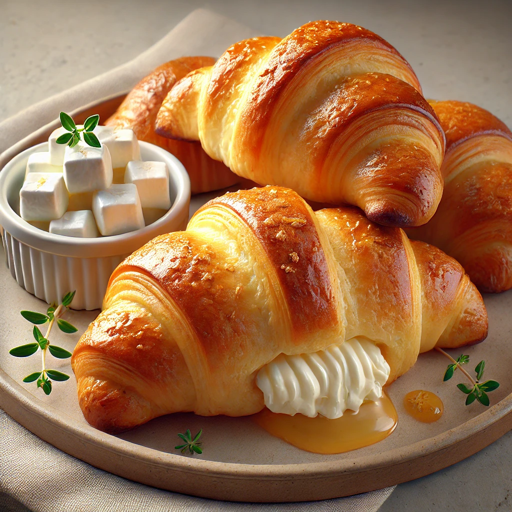 Frissen sült házi kecskesajtos croissant, tökéletes reggelire