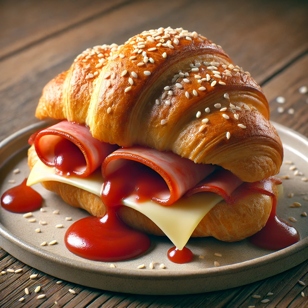 Ízletes és ropogós croissant ketchupos-sonkás töltelékkel