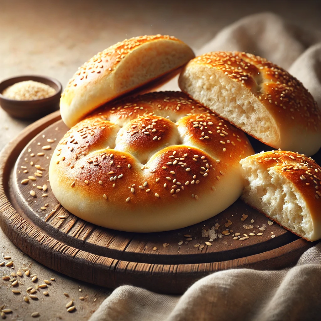 Édes, fűszeres arab lepénykenyér szezámmaggal megszórva