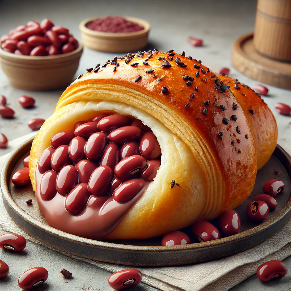 Édes azuki babbal töltött, aranybarna croissant