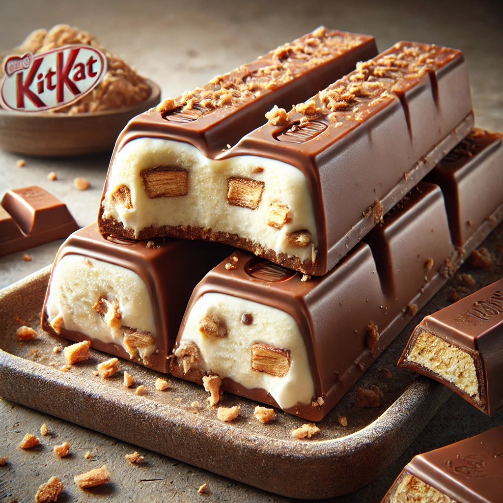 Krémes és csokoládés jégkrém KitKat szeletekkel