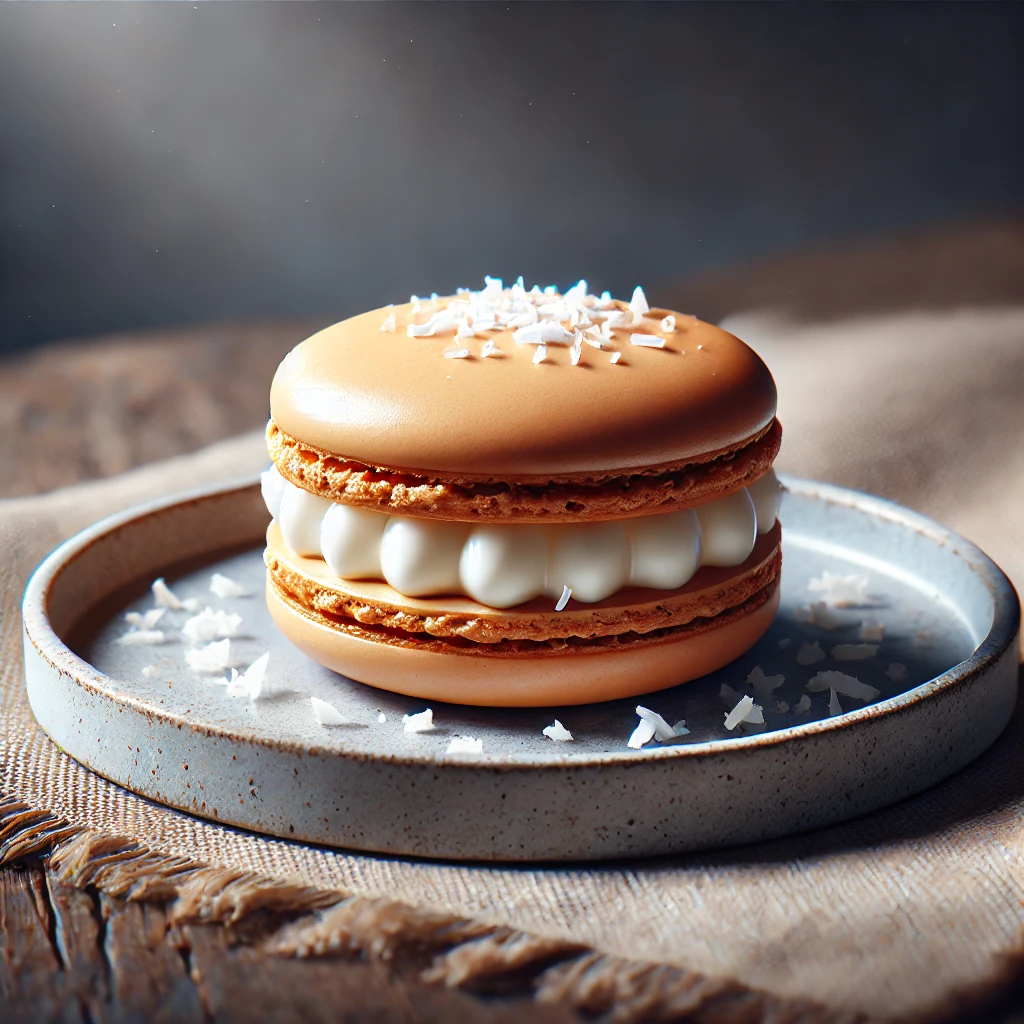 Finom, kókuszos macaron fehér csokoládé ganache-sal