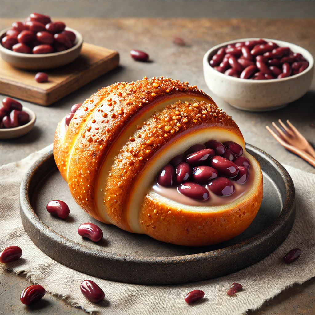 Édes azuki babbal töltött, aranybarna croissant