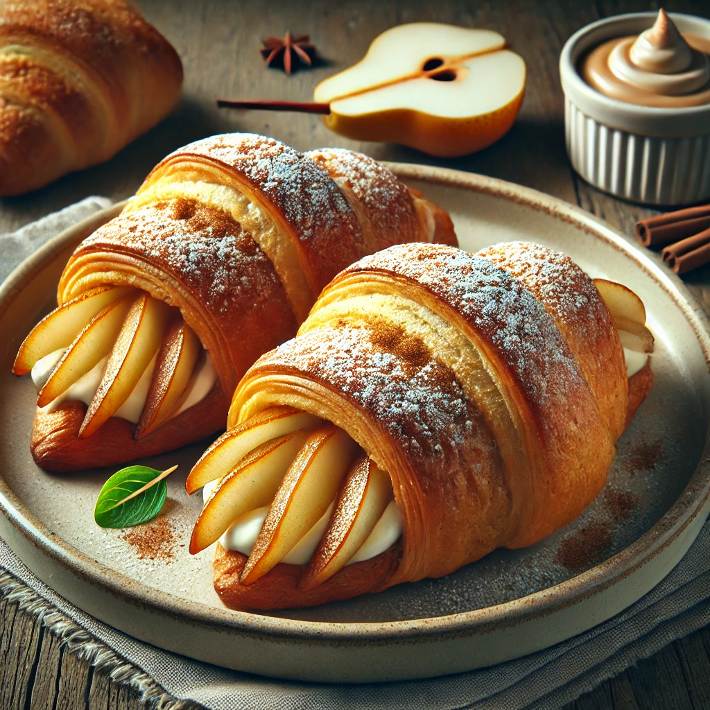 Ízletes és ropogós croissant körtés töltelékkel