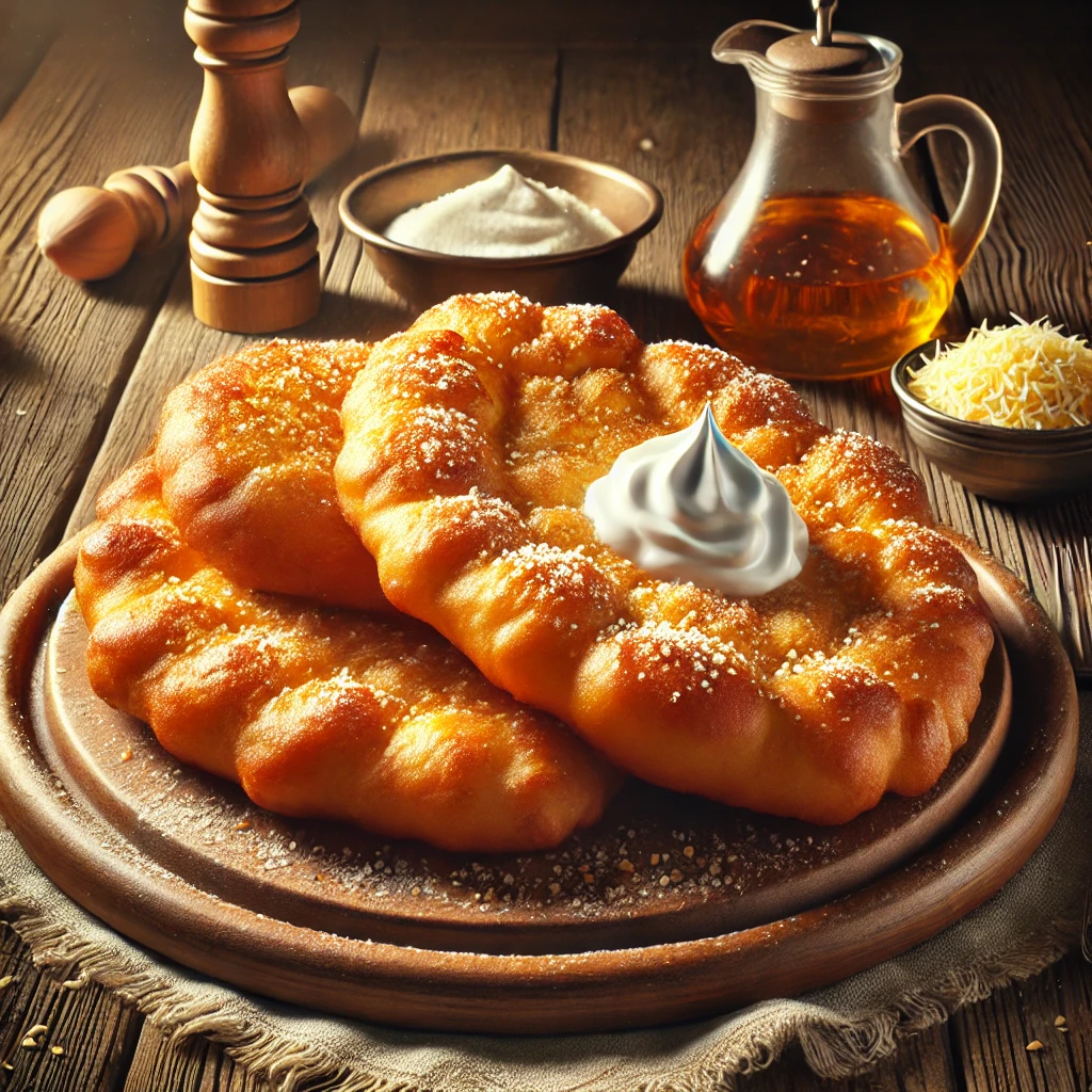 Ropogós és puha házi lángos tejföllel