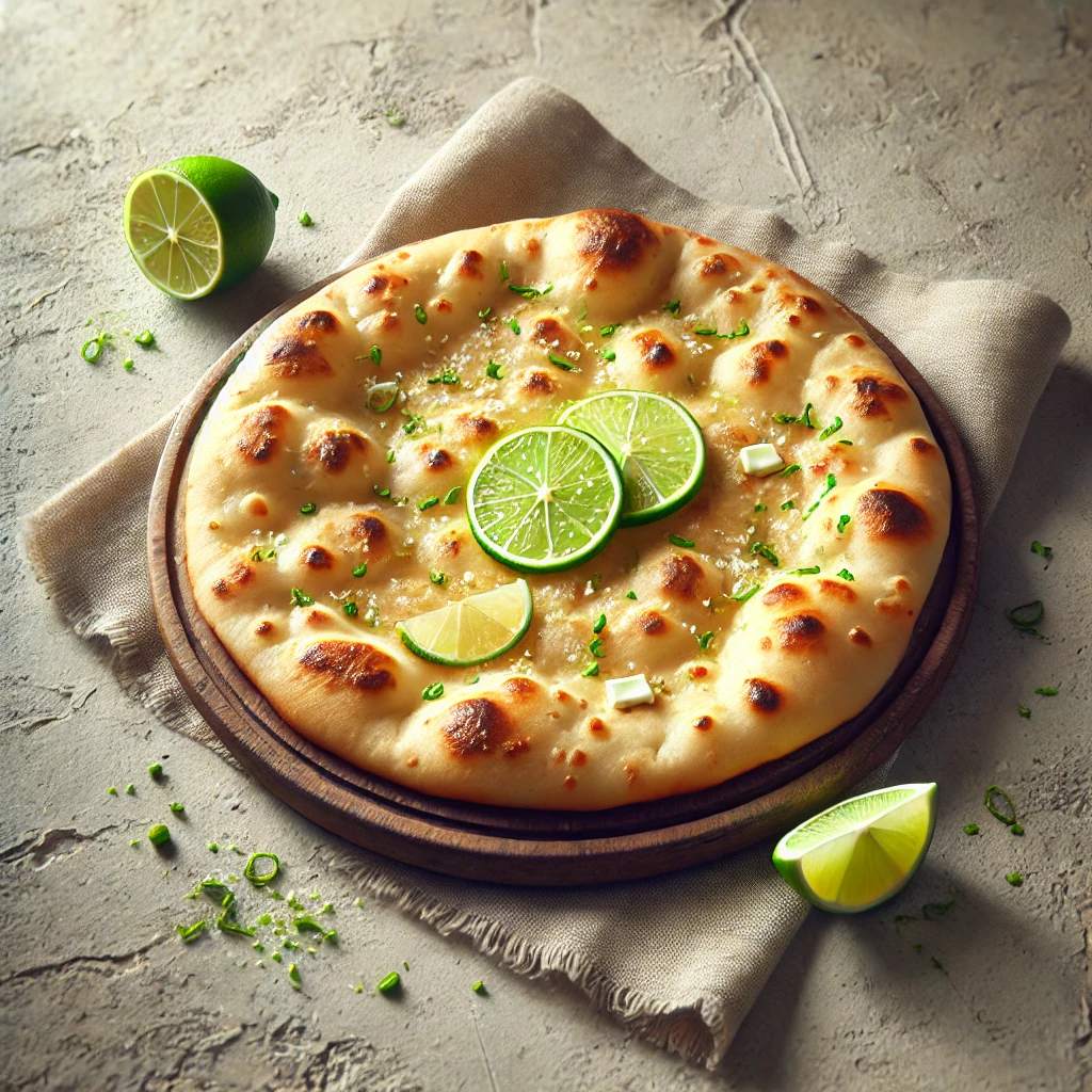 Puha naan kenyér lime héjával és levével ízesítve