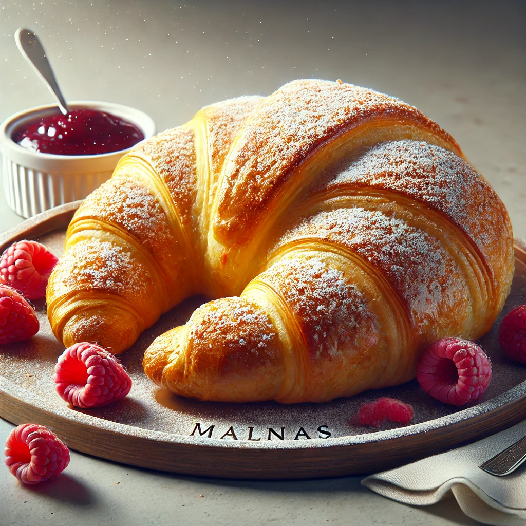 Frissen sült házi málnás croissant, tökéletes reggelire