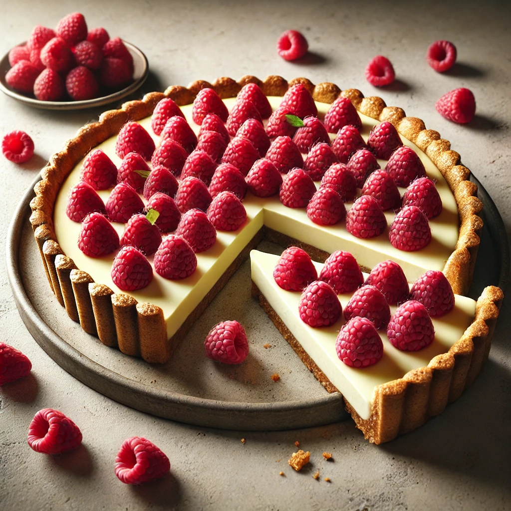 Friss málnával és krémes fehércsokival töltött quiche