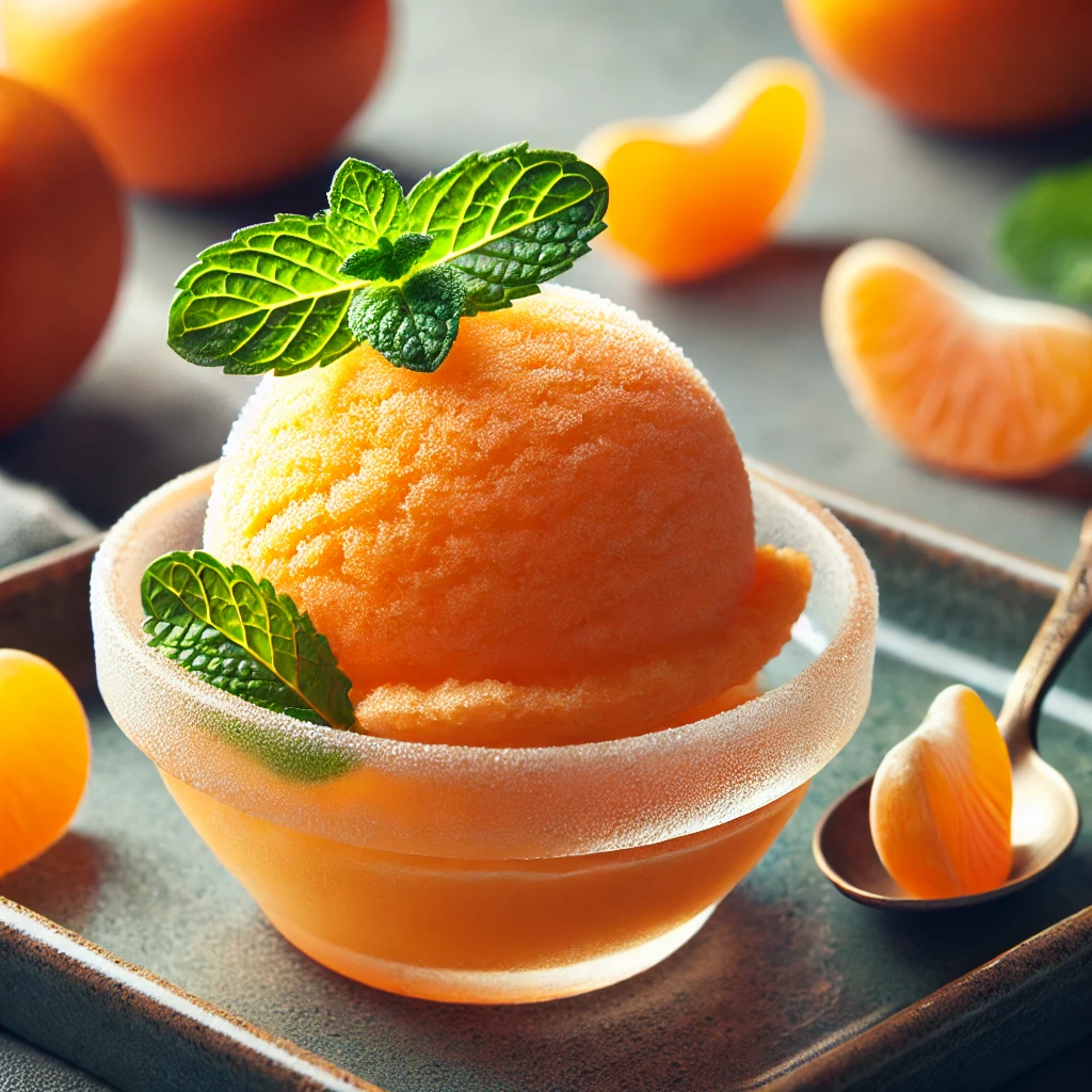 Friss és savanykás házi készítésű mandarin sorbet
