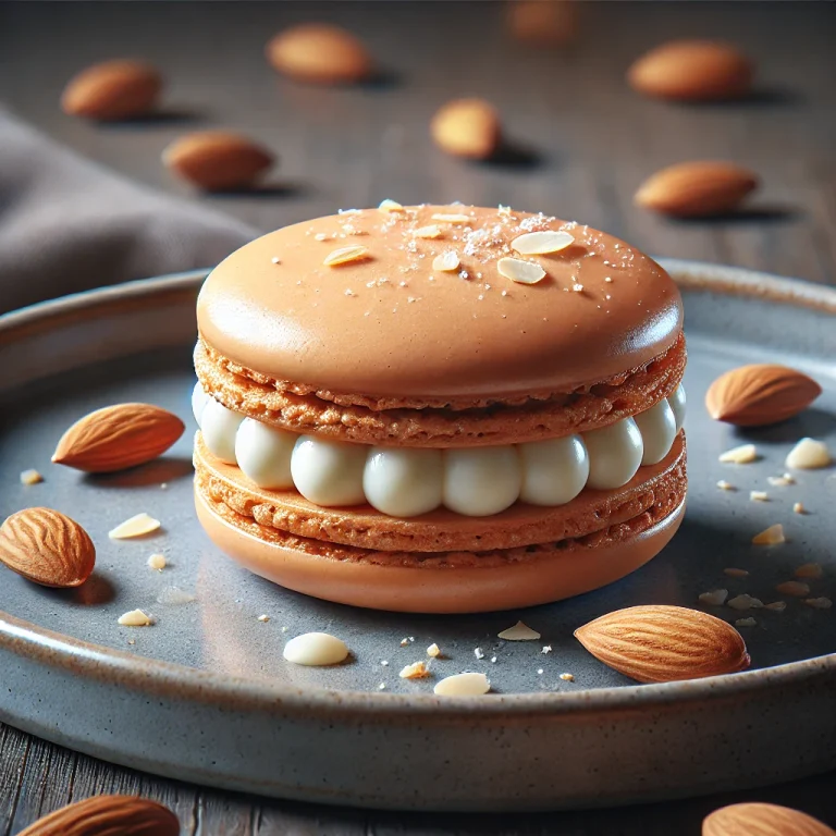 Mandulás macaron tálalva