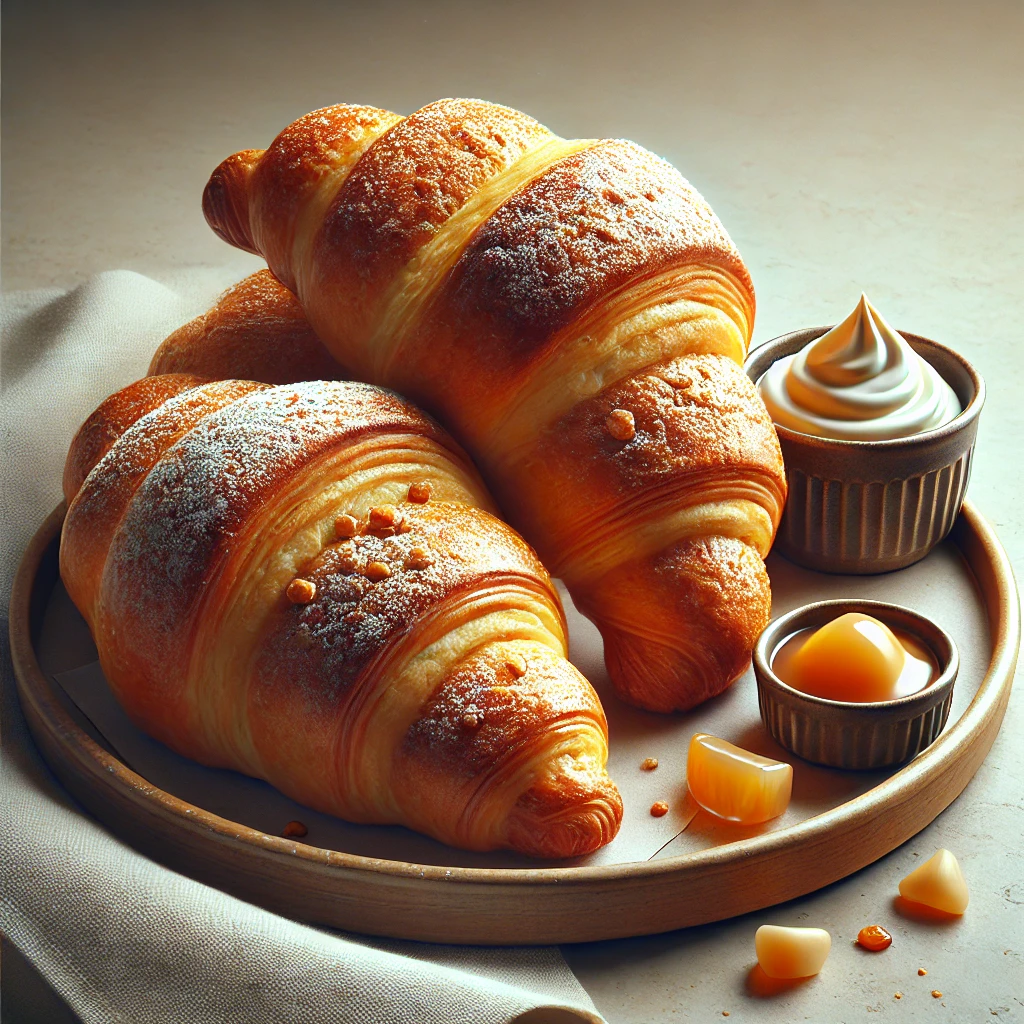 Frissen sült házi marcipános croissant, tökéletes reggelire