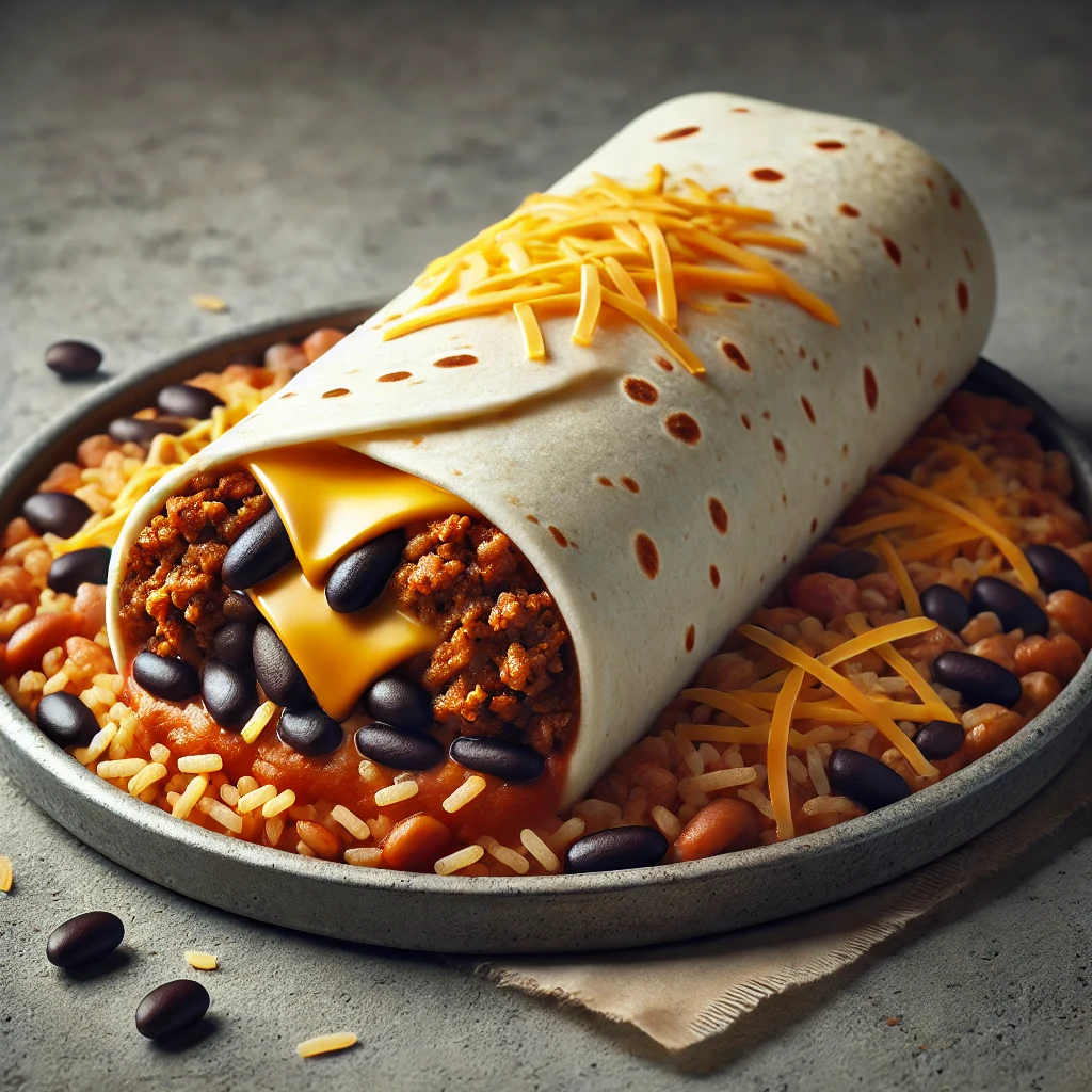 Mexikói stílusú burrito gazdag marhahúsos töltelékkel