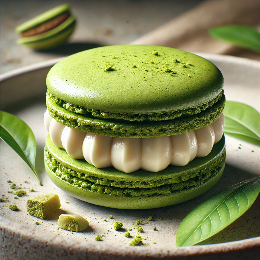 Finom, matcha (zöld teás) macaron fehér csokoládé ganache-sal