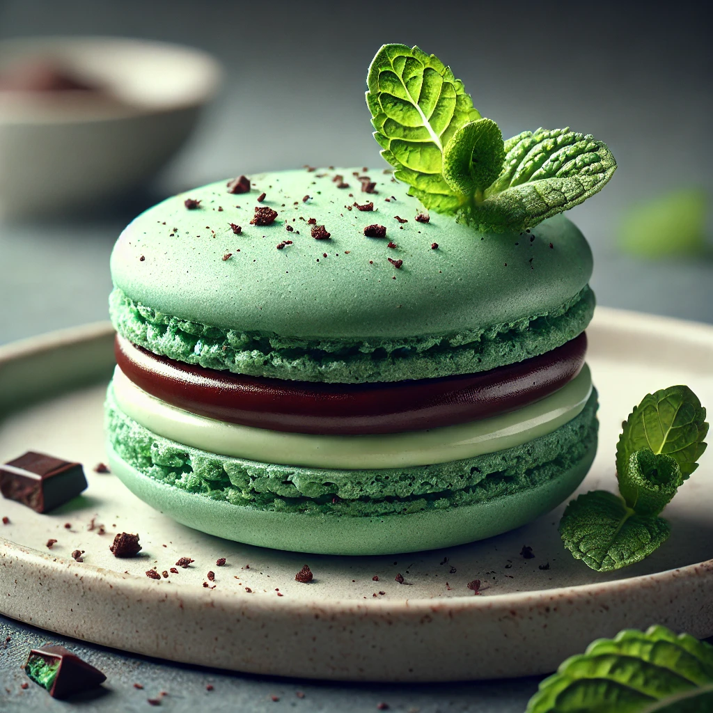 Finom, menta-csokoládés macaron ganache-sal