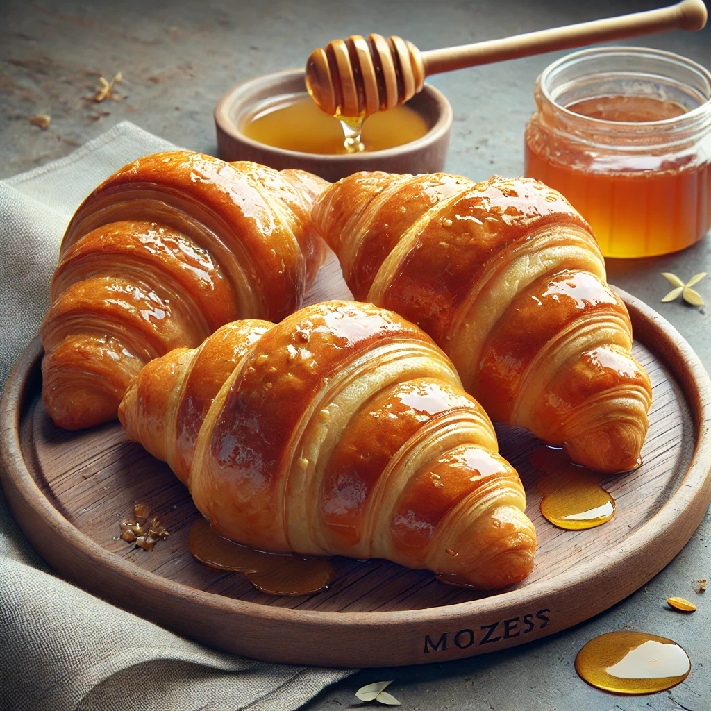 Frissen sült házi mézes croissant, tökéletes reggelire