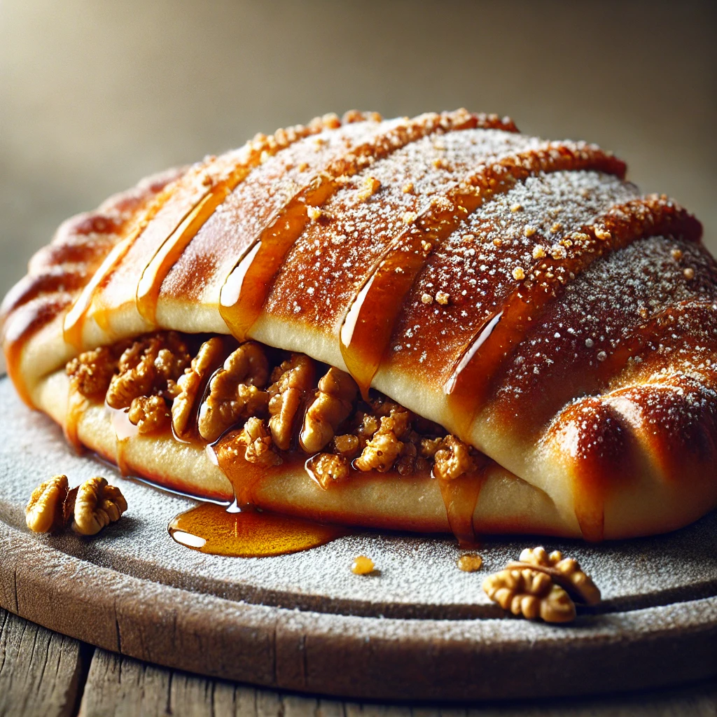 Darált dióval és mézzel töltött, ropogós calzone